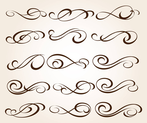 Set elegante decoratieve scroll elementen. Vectorillustratie. - Vector, afbeelding