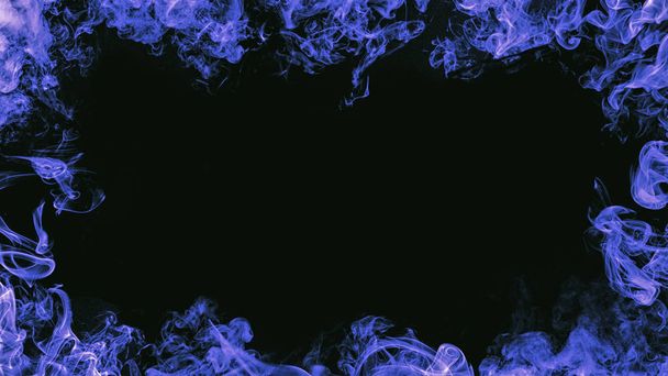 Border smoke texture. Design element. Blue Frame overlays - Foto, Imagen