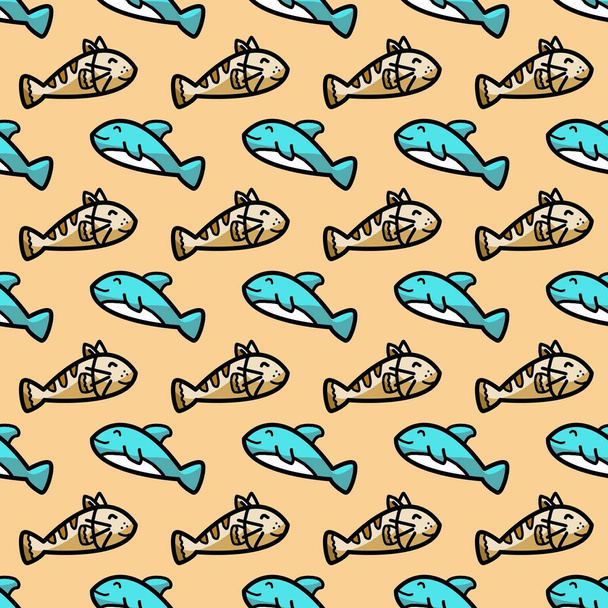 cute fish seamless pattern illustration background - Фото, зображення