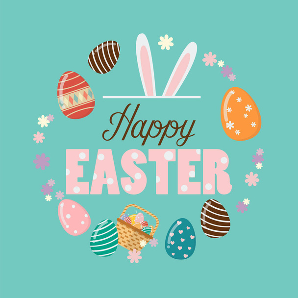Ευτυχισμένο Πάσχα αφίσα με Πασχαλινά αυγά - Διάνυσμα, εικόνα