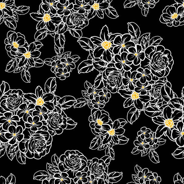 vector illustration of vintage flowers pattern background - ベクター画像