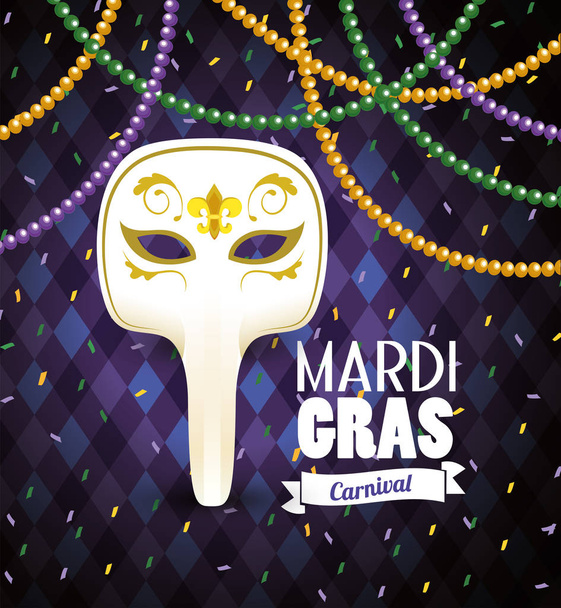 κολιέ μπάλες και μάσκα mardi gras γιορτή - Διάνυσμα, εικόνα