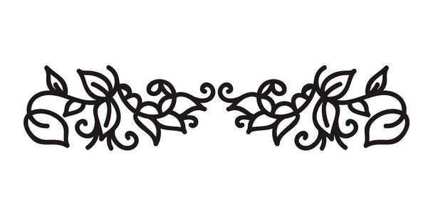 Vintage monolina florecer vector monograma escandinavo con hojas y flores. Esquinas y divisores para el día de San Valentín, boda, tarjeta de felicitación de cumpleaños, libro, diseño web
 - Vector, Imagen