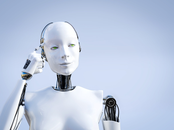 3D rendering of female robot thinking about something. - Photo, Image