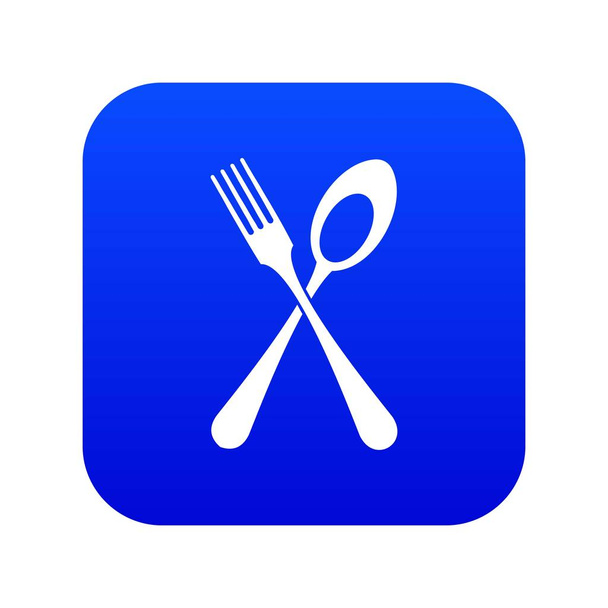 Spoon and fork icon digital blue - Vector, Image