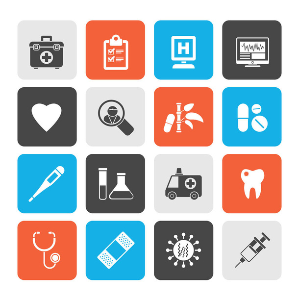 Nemocniční, lékařské a zdravotní péči ikony - vektor sadu ikon - Vektor, obrázek