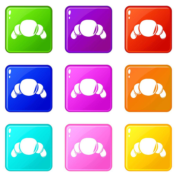 Croissant icons set 9 color collection - Vector, Imagen