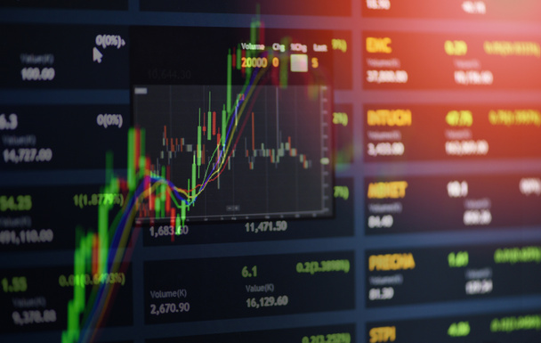 Stock exchange markt of forex trading grafiek analyse investeringen - Foto, afbeelding