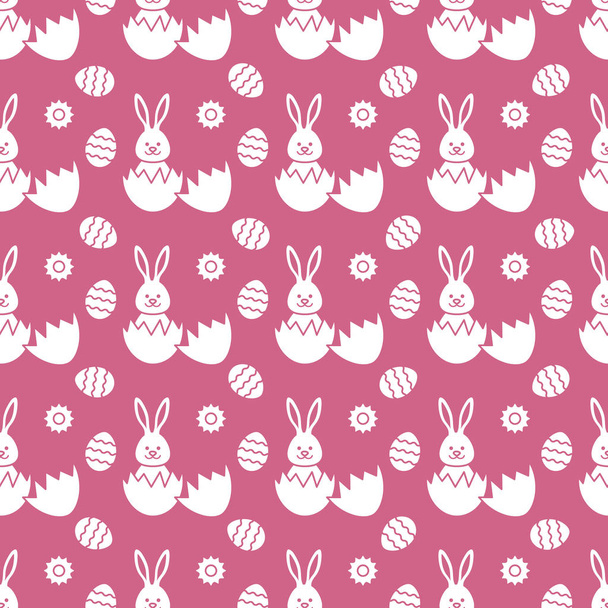 Seamless pattern with Easter Bunny, eggs. - Vector, Imagen