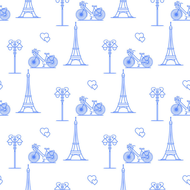 Paris. Seamless pattern. Symbols and landmarks. - Vektor, obrázek