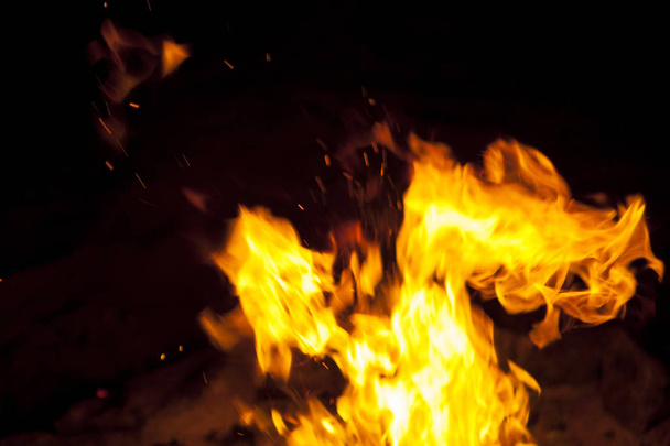Fire flames on black background - Foto, imagen