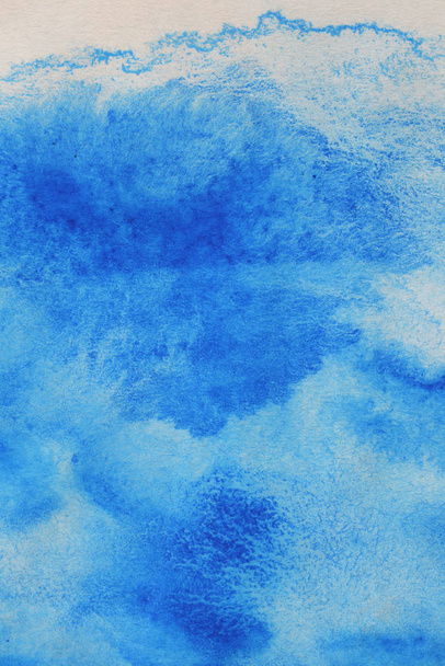 Abstract hand painted blue watercolor splash on white paper background, Creative Design Templates - Foto, Imagem
