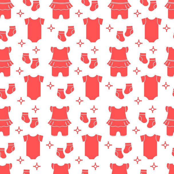 Seamless pattern with baby clothes. - Вектор,изображение