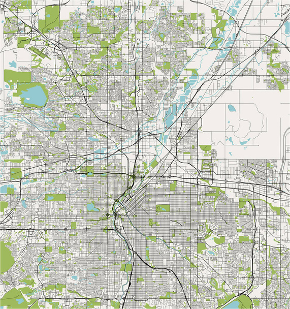 map of the city of Denver, Colorado, USA - Vector, Image