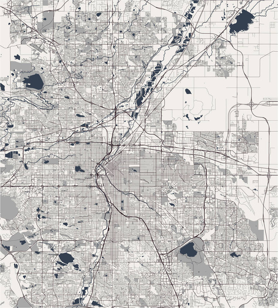mapa de la ciudad de Denver, Colorado, USA
 - Vector, Imagen