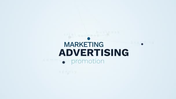 advertising marketing promotion sale business commercial success branding communication agency viral animated word cloud background in uhd 4k 3840 2160. - Footage, Video