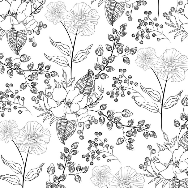 εξωτικά λουλούδια με κλαδιά φύλλα φόντο - Διάνυσμα, εικόνα