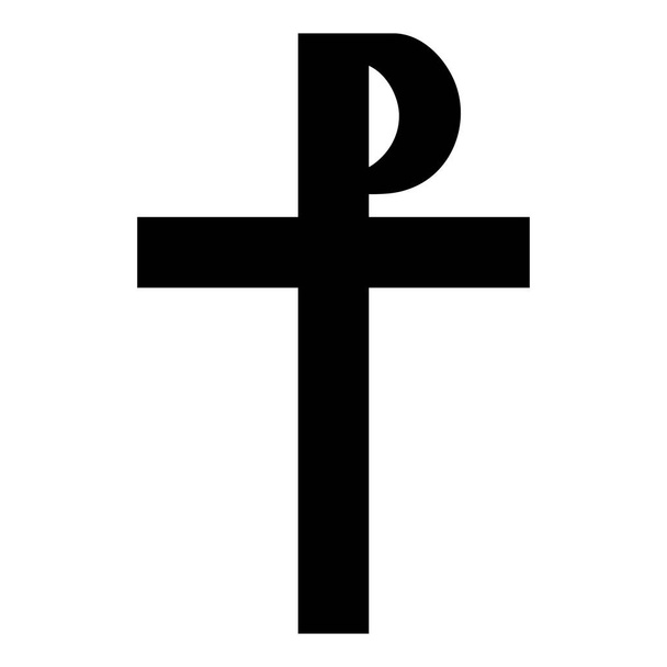 Cross monogram Rex tsar tzar czar Symbol of the His cross Saint Justin sign Religious cross icon black color vector illustration flat style image - Vector, Image