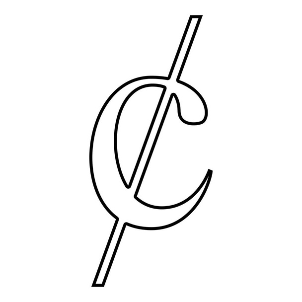 Signo de símbolo de centavo dollor dinero icono color negro contorno vector ilustración estilo plano imagen
 - Vector, Imagen