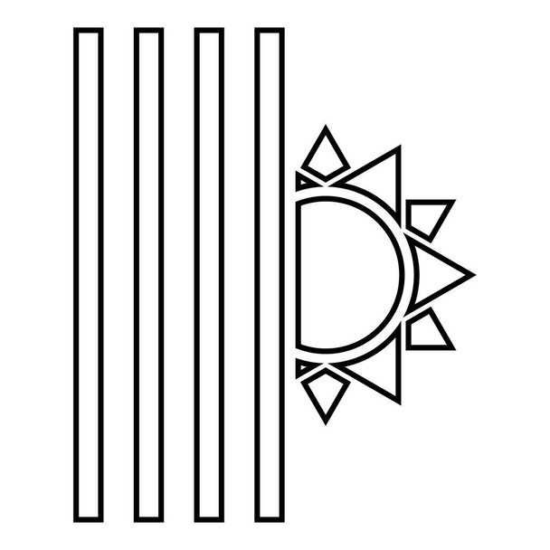 Жалюзі і сонце жалюзі закрити НД жалюзі закриття світла жалюзі концепція затвора символи чорний колір структури Векторні ілюстрації плоских стиль зображення піктограми - Вектор, зображення