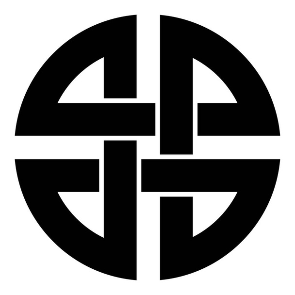 Knot štít symbol ochrany starověký symbol ikonu černé barvy vektorové ilustrace plochý obraz - Vektor, obrázek