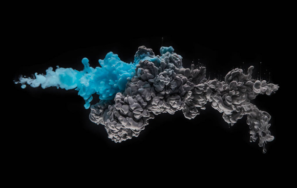 Kolorowego atramentu akrylowa mieszania w wodzie na czarnym - Zdjęcie, obraz