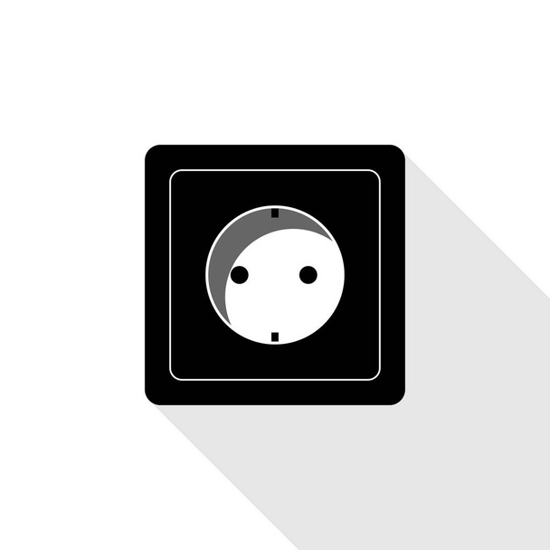 Черная розетка с плоской тенью на белом фоне
 - Вектор,изображение