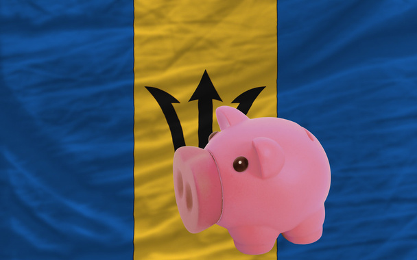 piggy rich bank and national flag of barbados - Photo, Image