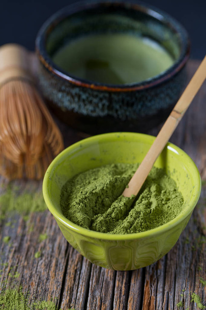 Matcha fine powdered green tea - Photo, image