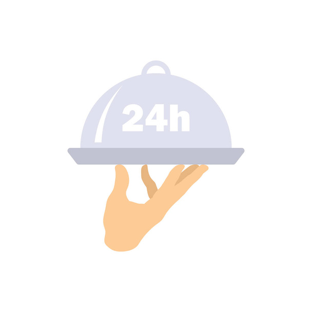 24 hour room service icon - Vector, Image