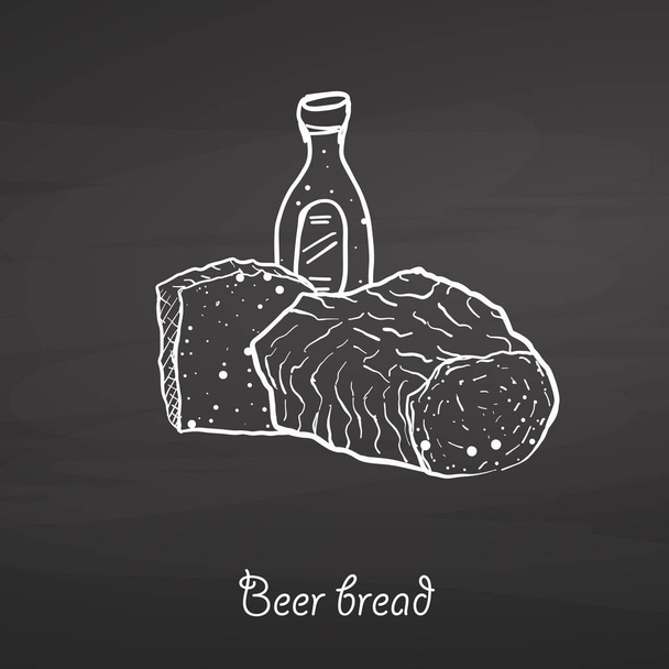 Beer chleba żywności szkic na tablicy - Wektor, obraz