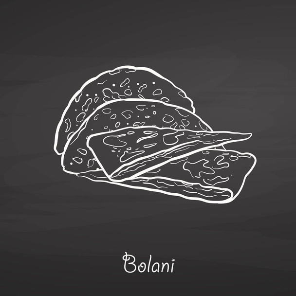Esboço de comida Bolani em quadro-negro
 - Vetor, Imagem