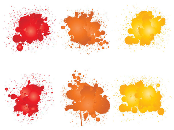 Vector collection of artistic grungy paint drop, hand made creative splash or splatter stroke set isolated white background. Abstract grunge dirty stains group, education or graphic art decoration - Vector, Image