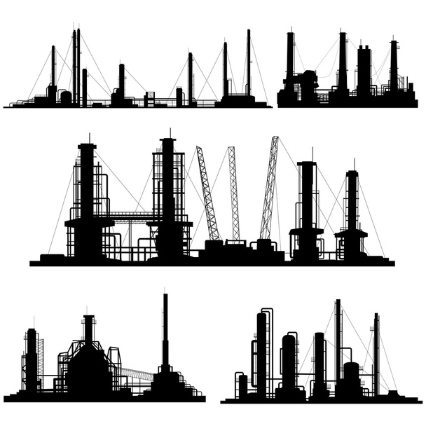 Silhouettes of units for industrial part of city. - Vector, Image