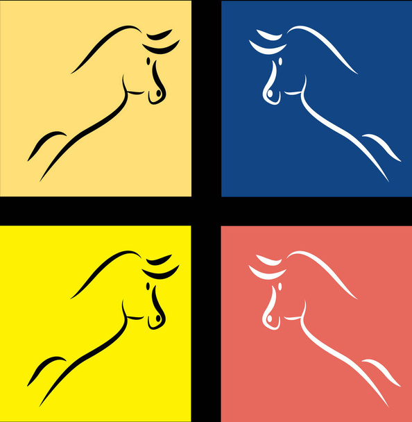 set of buffaloes on color background, simple vector illustration - Вектор,изображение
