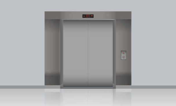 Κενό mockup ασανσέρ με κλειστές πόρτες, κενό κοροϊδεύω. Ρεαλιστική υψηλής λεπτομερείς illustartion διάνυσμα - Διάνυσμα, εικόνα