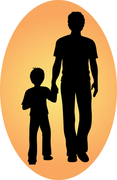 clip art afbeelding van een silhouet van een jongen lopen met zijn grote broer - Foto, afbeelding
