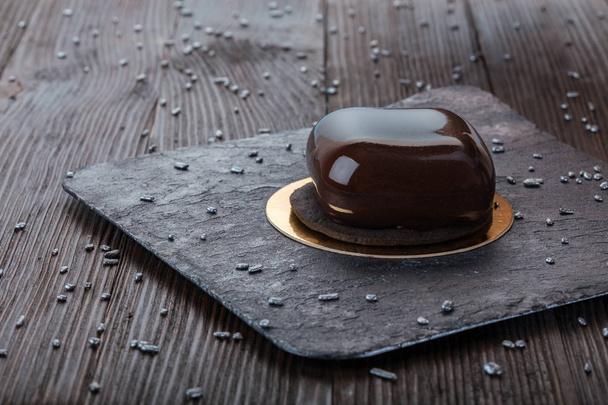 French mousse cake covered with mirror glaze - Photo, Image