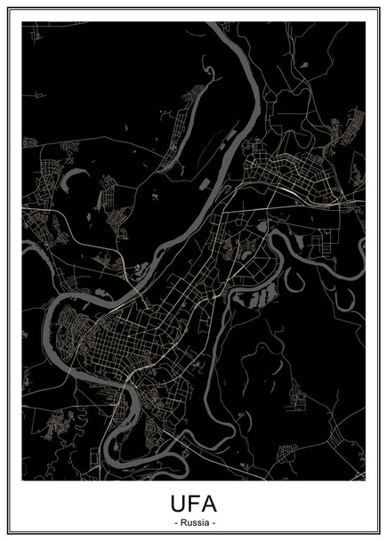 map of the city of Ufa, Russia - Vector, Image