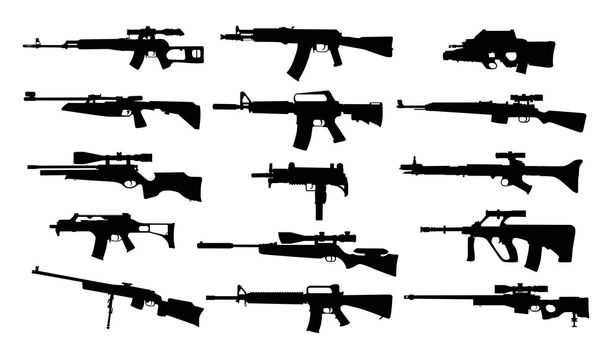 Weapons. Set of rifles - Vector, Image