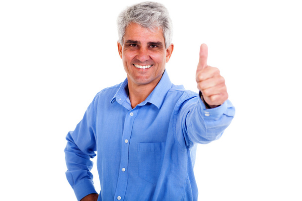 middle aged man giving thumb up - Фото, зображення