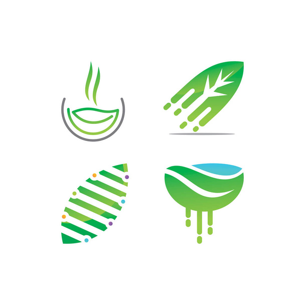 リーフのロゴ デザイン ベクトル テンプレート セット - ベクター画像