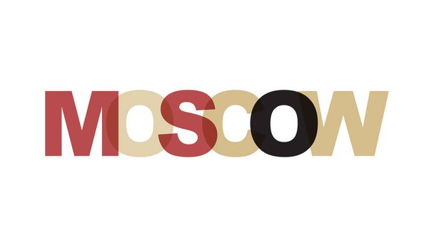 Moscow, phrase overlap color no transparency. Concept of simple  - Vector, Image