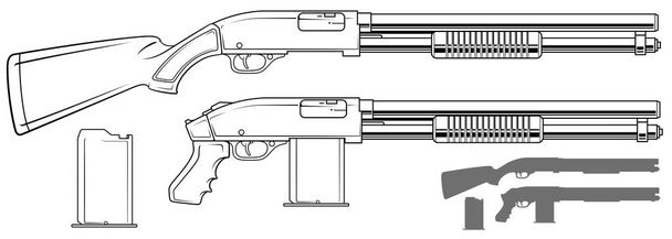 Graphic shotgun rifle with ammo clip - Vektor, kép
