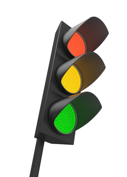 Stop go traffic light isolated on white - Foto, afbeelding