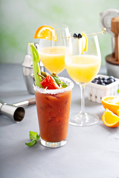 Brunch cocktails with mimosas and bloody mary - Fotografie, Obrázek