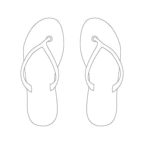 flip-flops, vector illustration, lining draw - Vektor, obrázek