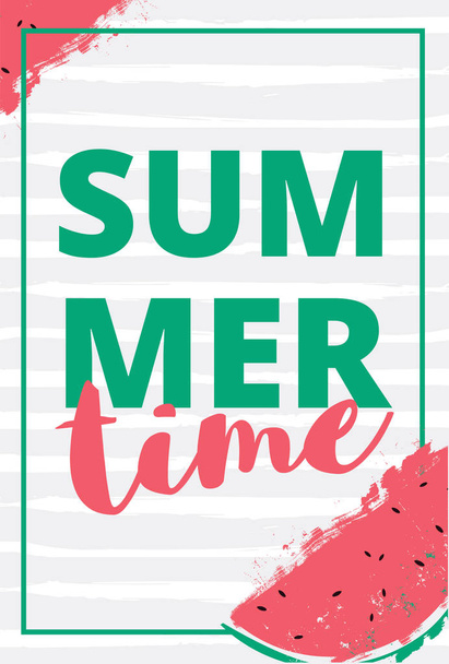 Watermelon slice with text lettering Hello Summer. - Vector, Image