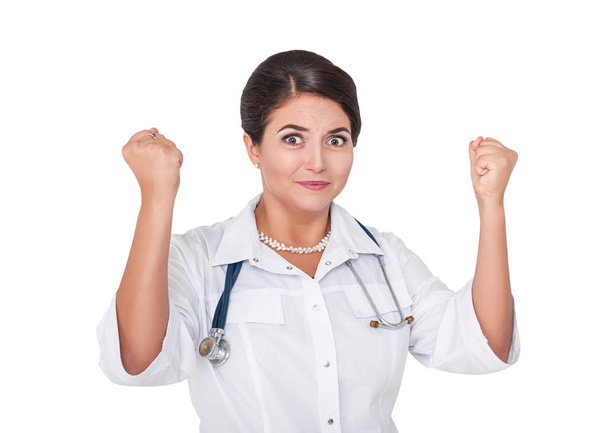 Beautiful woman doctor with yes gesture isolated  - Photo, Image
