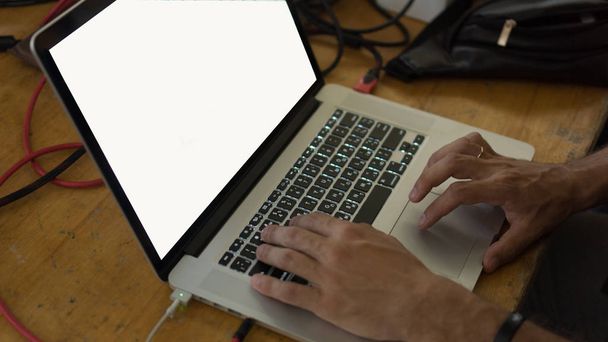 cropped image of male hands creating a blog post for content - Photo, Image